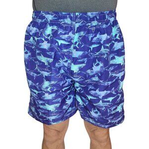 Men's Swim Trunks, Swimming Shorts, Beach Board Swimwear Suit, Blue Sharks